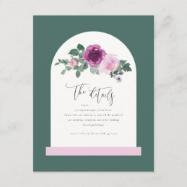 Tarjeta De Recepción Pink Floral Peal Ivory Arch Leafy Green