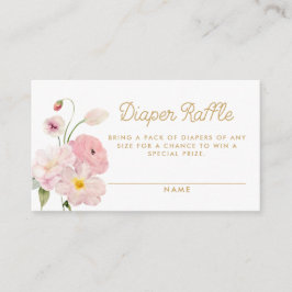 Tarjeta De Recepción Pink Floral Spring Baby Shower Diaper Raffle