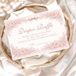 Tarjeta De Recepción Pink Floral Toile Diapper Raffle<br><div class="desc">A soft and elegant baby shower design featuring delicate vintage-style blush pink toile illustrations. The frame is adorned with charming lambs, florals, celestial accents, and a romantic bow, creating a timeless storybook nursery aesthetic. Perfect for a classic, feminine celebration with a refined heirloom feel. The gentle pink palette and detailed...</div>