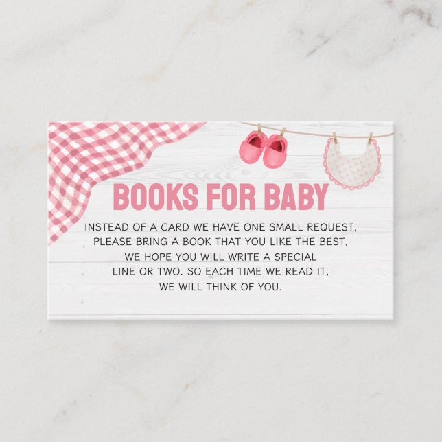 Tarjeta De Recepción Pink Football Baby Shower Books for Baby (Anverso)