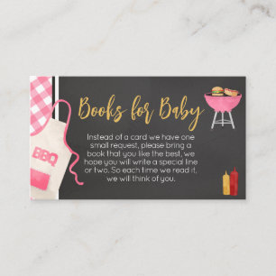 Tarjeta De Recepción Pink Gingham BBQ Baby Shower Books para bebé