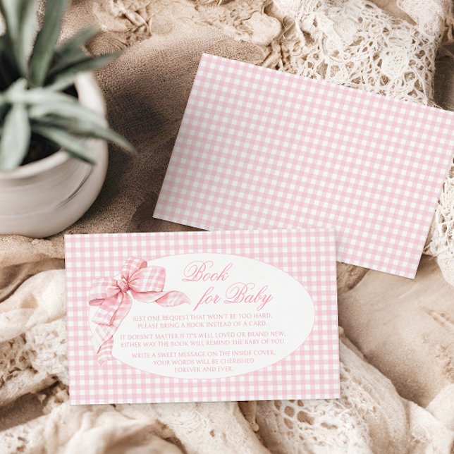 Tarjeta De Recepción Pink Gingham Bow Baby Shower Book (Subido por el creador)