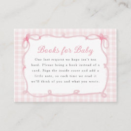 Tarjeta De Recepción Pink Gingham Bow Frame Books for Baby