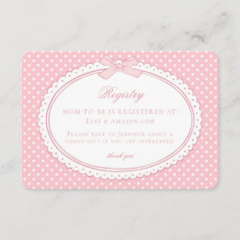 Tarjeta De Recepción Pink Gingham Coquette Bow Baby Registry