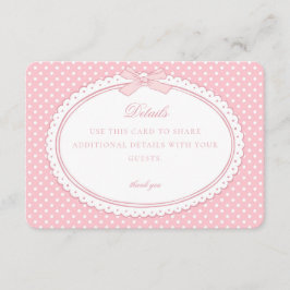 Tarjeta De Recepción Pink Gingham Coquette Bow Details Card
