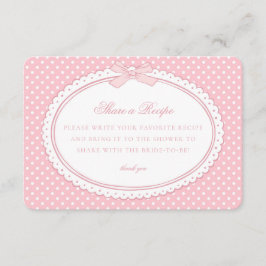 Tarjeta De Recepción Pink Gingham Coquette Bow Share a Recipe