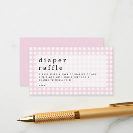 Tarjeta De Recepción Pink Gingham Diaper Raffle Picnic Baby Shower