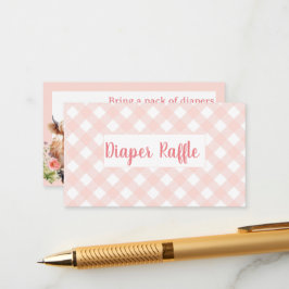 Tarjeta De Recepción Pink Gingham Highland Cow chica diaper raffle