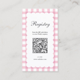 Tarjeta De Recepción Pink Gingham Plaid Girl Baby Shower Registry