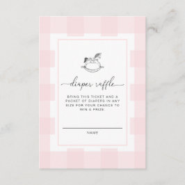 Tarjeta De Recepción Pink Gingham Rocse Horse Diaper Raffle Ticket