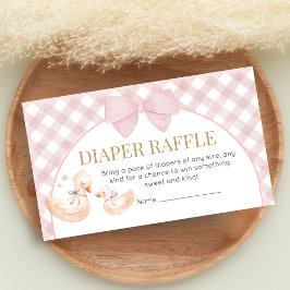 Tarjeta De Recepción Pink Gingham Silly Goose Baby Shower Diaper Raffle