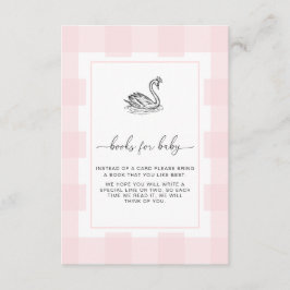 Tarjeta De Recepción Pink Gingham Swan Books Solicitud de Insertar Tarj