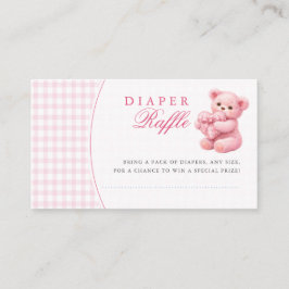 Tarjeta De Recepción Pink Gingham Teddy Bear Neutral Baby Shower