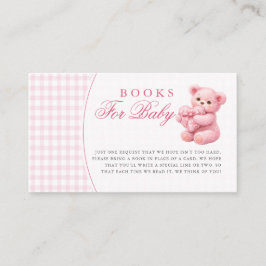 Tarjeta De Recepción Pink Gingham Teddy Bear Neutral Baby Shower