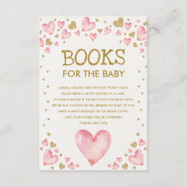 Tarjeta De Recepción Pink Gold Slove Baby Shower Books para el bebé
