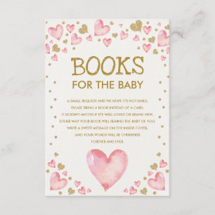 Tarjeta De Recepción Pink Gold Slove Baby Shower Books para el bebé