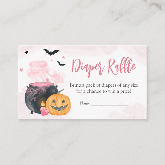 Tarjeta De Recepción Pink Halloween Baby Shower Diaper Raffle (Anverso)