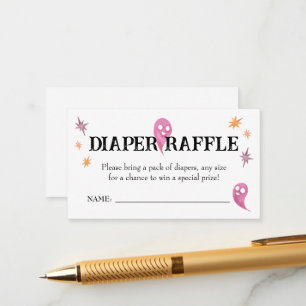 Tarjeta De Recepción Pink Halloween Baby Shower Diaper Raffle