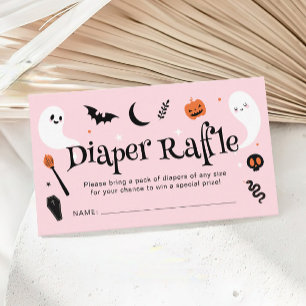 Tarjeta De Recepción Pink Halloween Baby Shower Diaper Raffle