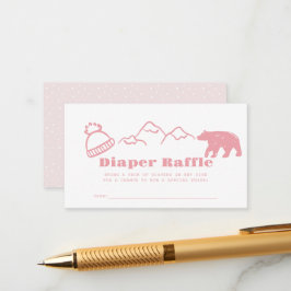 Tarjeta De Recepción Pink Hand-Drawn Winter Baby Diaper Raffle Ticket