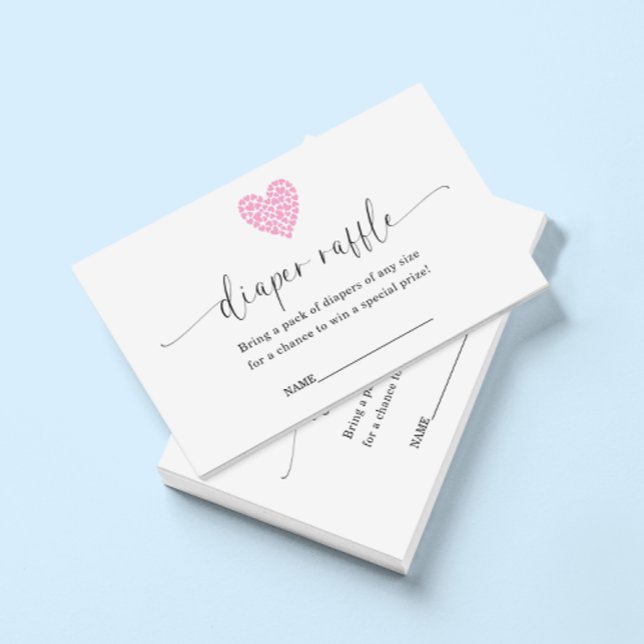 Tarjeta De Recepción Pink Heart Diaper Raffle Baby Shower (Subido por el creador)