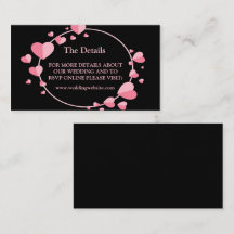 Pink Heart Pattern Black Geometric Wedding Detail