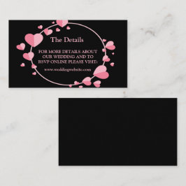 Tarjeta De Recepción Pink Heart Pattern Black Geometric Wedding Detail