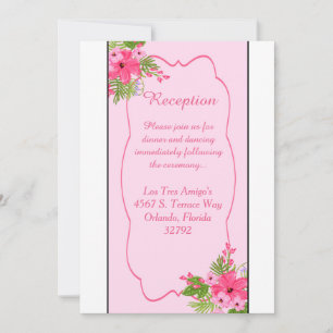 Tarjeta de Recepción Pink Hibiscus Hawaiian 3.5x7