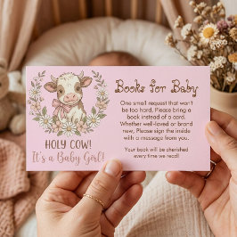 Tarjeta De Recepción Pink Holy Cow Books for Baby Shower