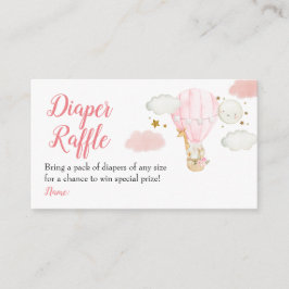 Tarjeta De Recepción Pink Hot Air Balloon Animals Diaper Raffle