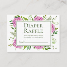 Pink Hydrangeas Chica Baby Shower Diaper Raffle
