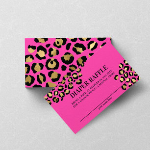 Tarjeta De Recepción Pink Leopard Print Baby Shower Diaper Raffle