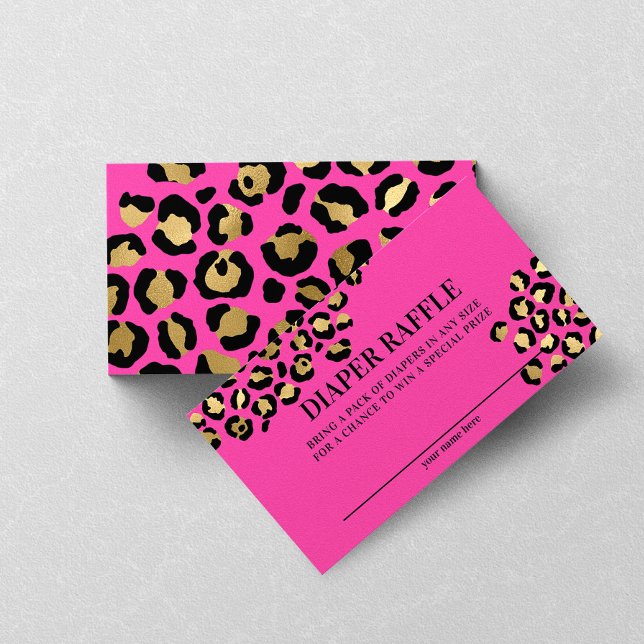 Tarjeta De Recepción Pink Leopard Print Baby Shower Diaper Raffle (Subido por el creador)