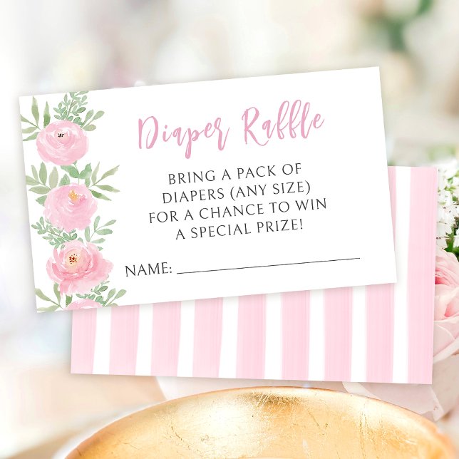 Tarjeta De Recepción Pink lindo floral boho baby ducha diaper raffre (Subido por el creador)