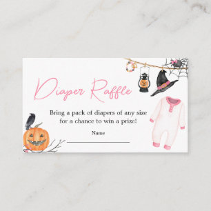 Tarjeta De Recepción Pink Little Boo Halloween Diaper Raffle
