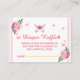 Tarjeta De Recepción Pink Little Butterfly Baby Shower Diaper Raffle 