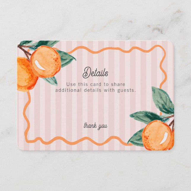 Tarjeta De Recepción Pink Little Cutie Pastel Citrus Detalles Insertar (Anverso)