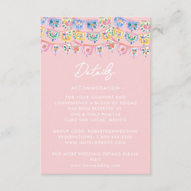 Tarjeta De Recepción Pink Mexico Destination  (Anverso)