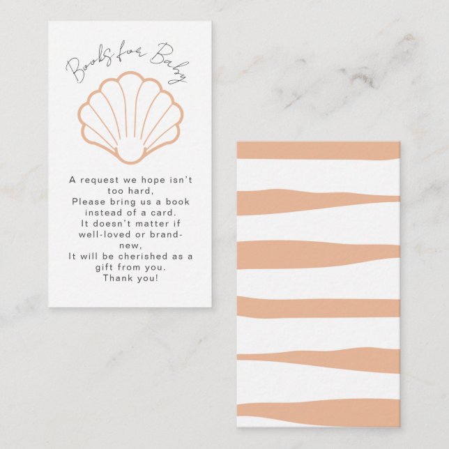 Tarjeta De Recepción Pink Nautical Stripes Clamshell Baby Girl Shower (Anverso / Reverso)