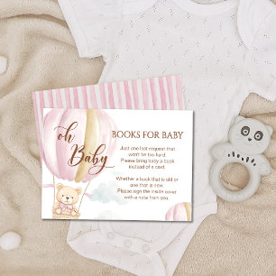Tarjeta De Recepción Pink Oh Baby Bear Hot Air Balloon Boloon Boons par