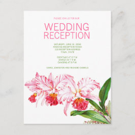 Tarjeta De Recepción Pink Orchids Watercolor Wedding Reception