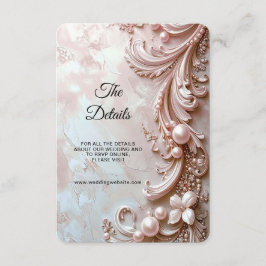 Tarjeta De Recepción Pink Ornate Pearl and Floral Detail Enclosure