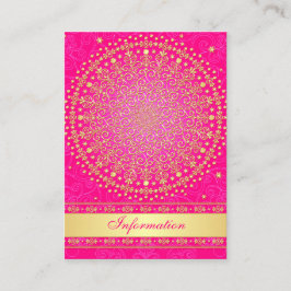 Tarjeta De Recepción Pink, Oro Scrolls, Stars Boda Enclosure Card