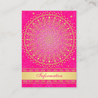 Tarjeta De Recepción Pink, Oro Scrolls, Stars Boda Enclosure Card