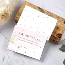 Pink Over the Moon Diaper Raffle Insert Card