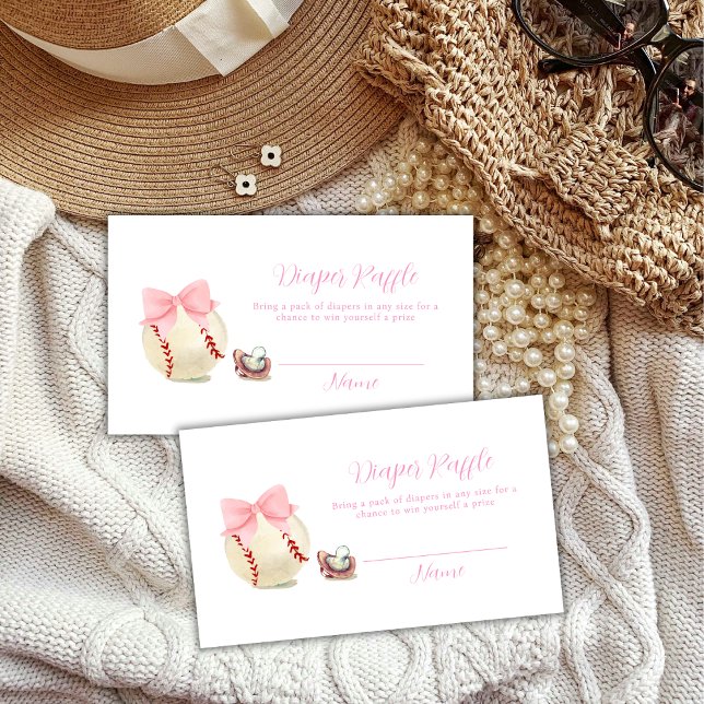 Tarjeta De Recepción Pink Pacifier Baseball Diaper Raffle Baby Shower (Pink Pacifier Baseball Diaper Raffle Baby Shower Enclosure Card)