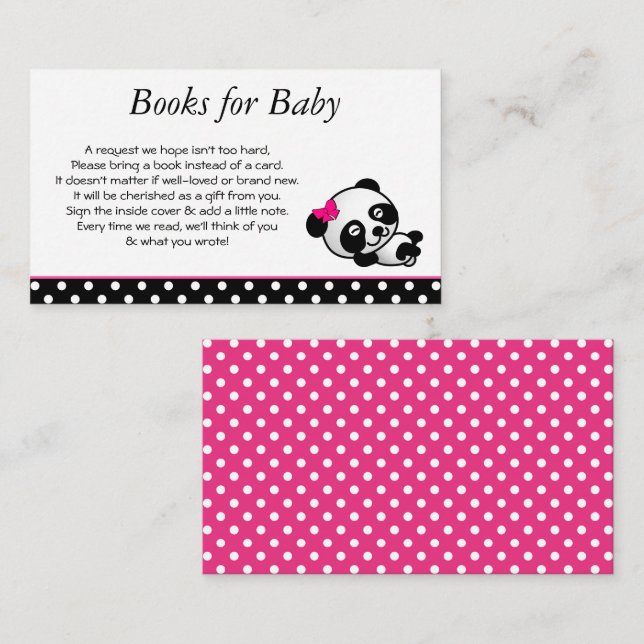 Tarjeta De Recepción Pink Panda Bear Baby Shower Books para Baby Enclos (Anverso / Reverso)