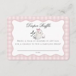 Tarjeta De Recepción Pink Pastel Pequeño Boo Fantasma Diaper Raffle Ins