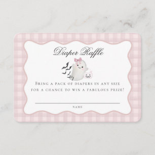 Tarjeta De Recepción Pink Pastel Pequeño Boo Fantasma Diaper Raffle Ins