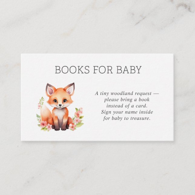 Tarjeta De Recepción Pink Peach Woodland Fox Books for Baby (Anverso)